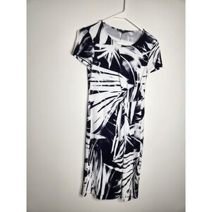 Layfayette 148 Tropical Jersey Knit Black White Dress Size P 0 / 2‎